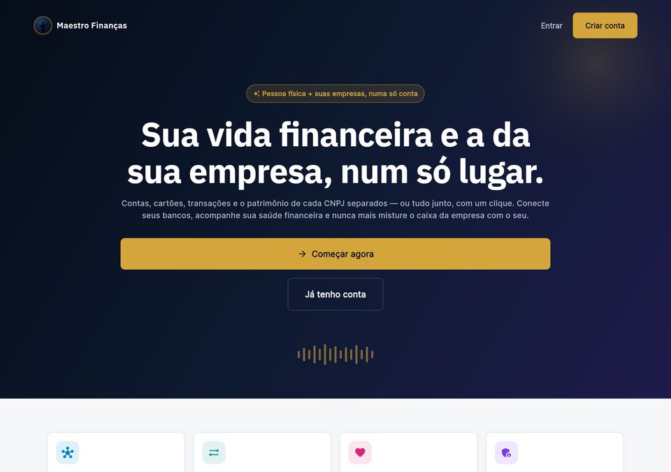 Tela de Maestro Finanças